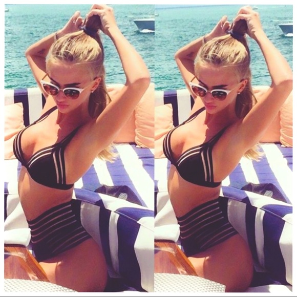 sporty stripe sheer MESH HIGH WAISTed bikini - Picture 2 of 7